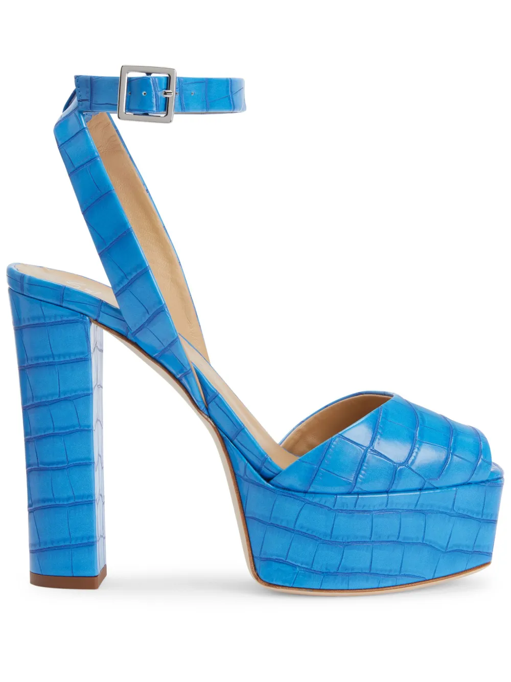 Сандалии Betty 120 мм с крокодиловым принтом Giuseppe Zanotti, синий