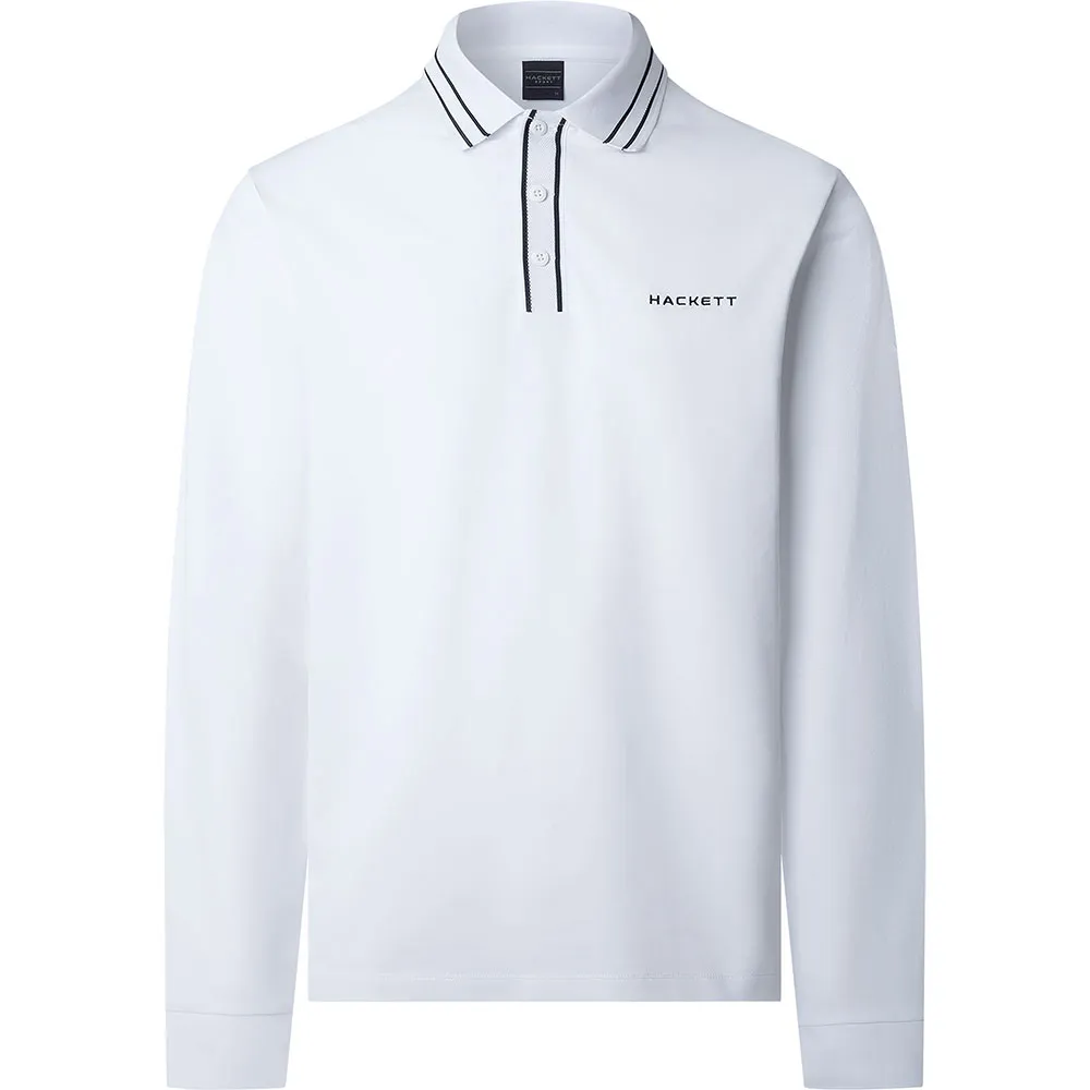

Поло с длинным рукавом Hackett Jacquard Tipped, белый