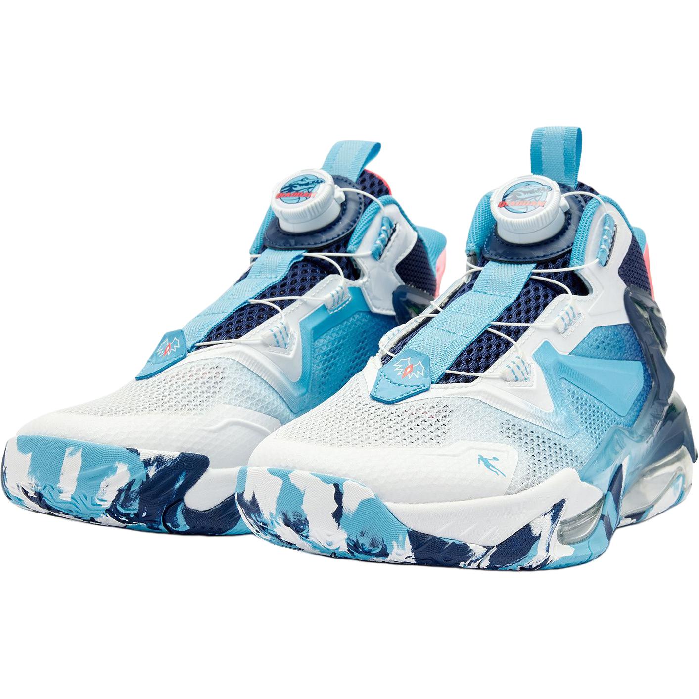 Непромокаемые и дышащие баскетбольные кроссовки Mid top для детей Serene Blue/Kunpeng Blue для подростков QIAODAN, Serene синий/Kunpeng синий — фото 3