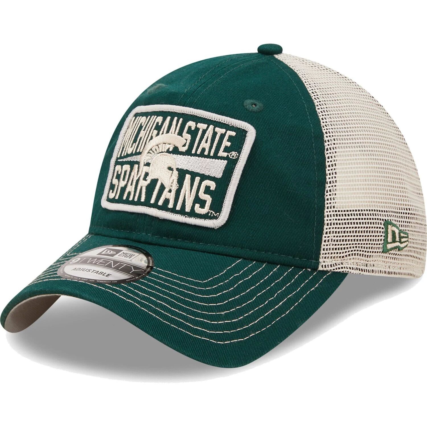 

Мужская регулируемая шляпа New Era Green/Natural Michigan State Spartans Devoted 9TWENTY