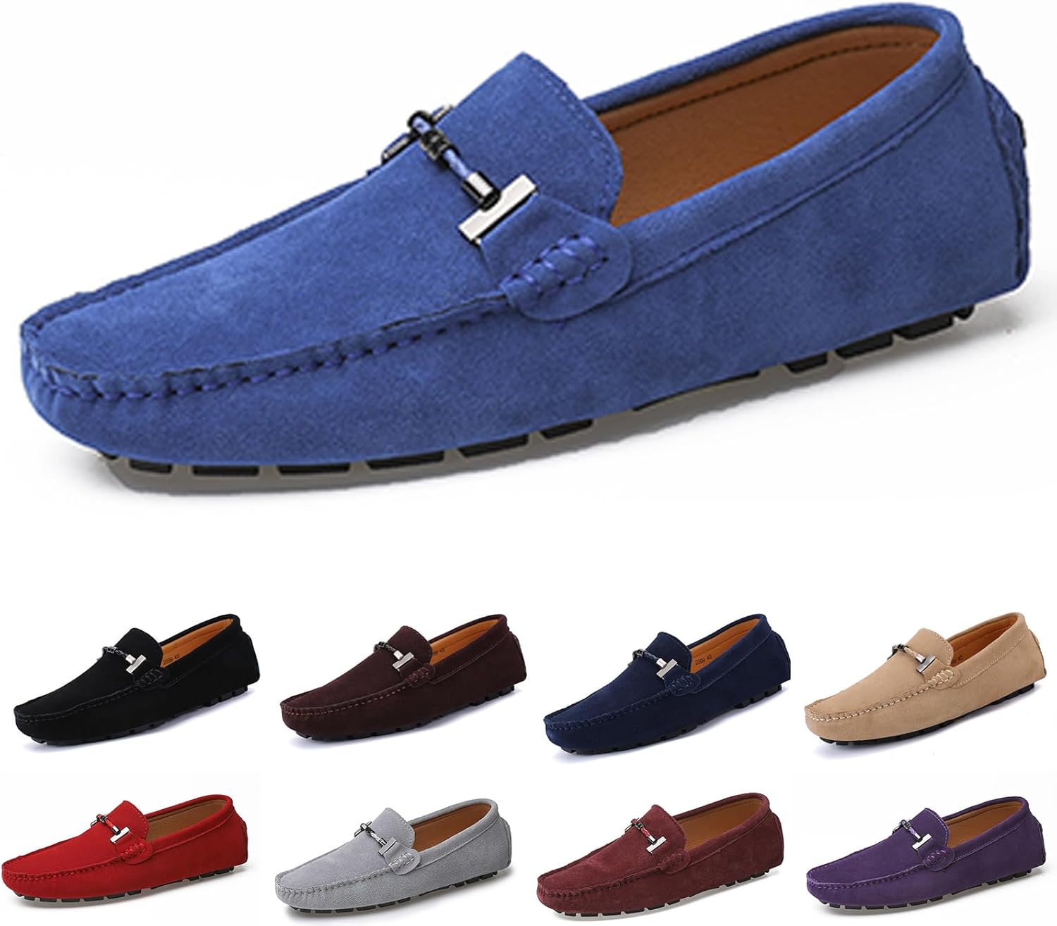 

Мужские слипоны NEKGNL из замши ручной работы, повседневные мокасины с квадратным носком, стильные лоферы с пенни, удобные и прогулок, легкие, противоскользящие, плоские, повседневные, размеры 6-15, светло-голубой