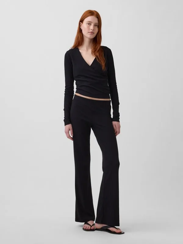 Модные широкие расклешенные брюки Gap, Black — фото 2