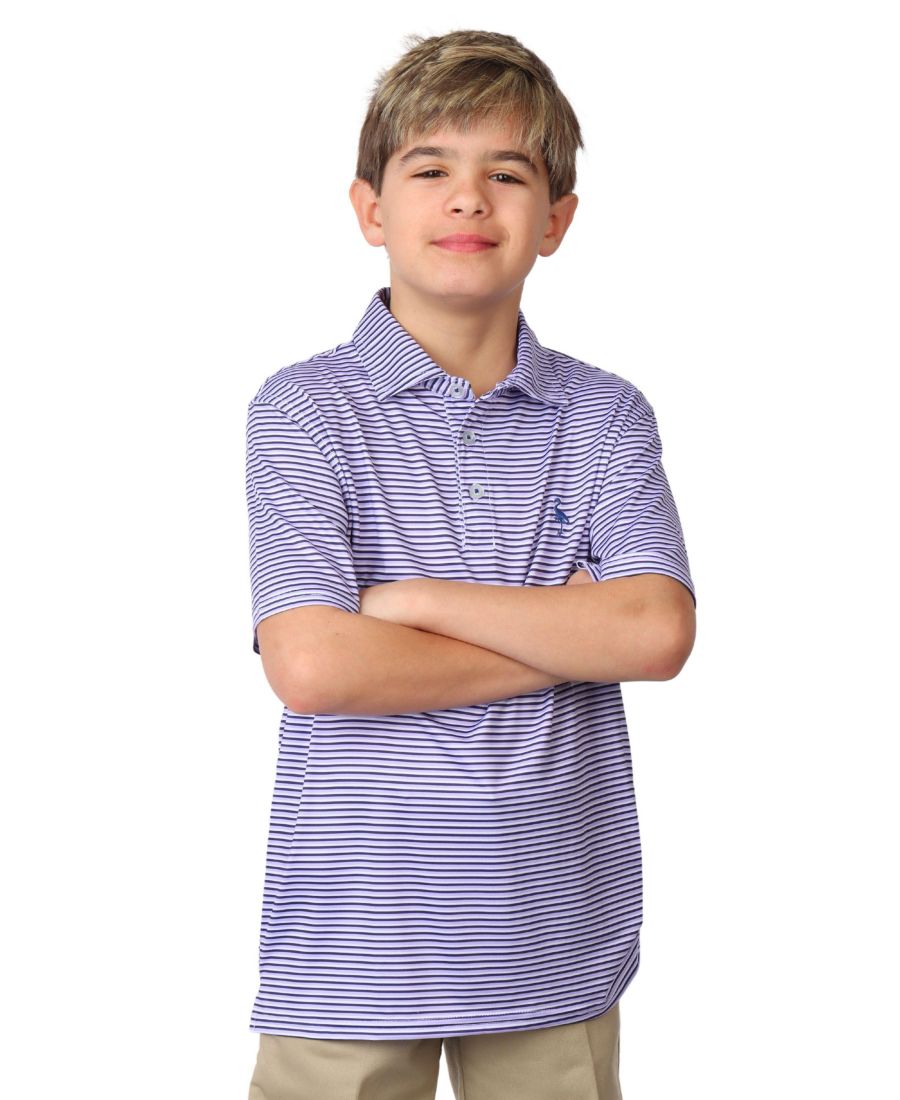 

Детская футболка-поло с коротким рукавом и принтом в виде разноцветных полосок Tailorbyrd, Purple