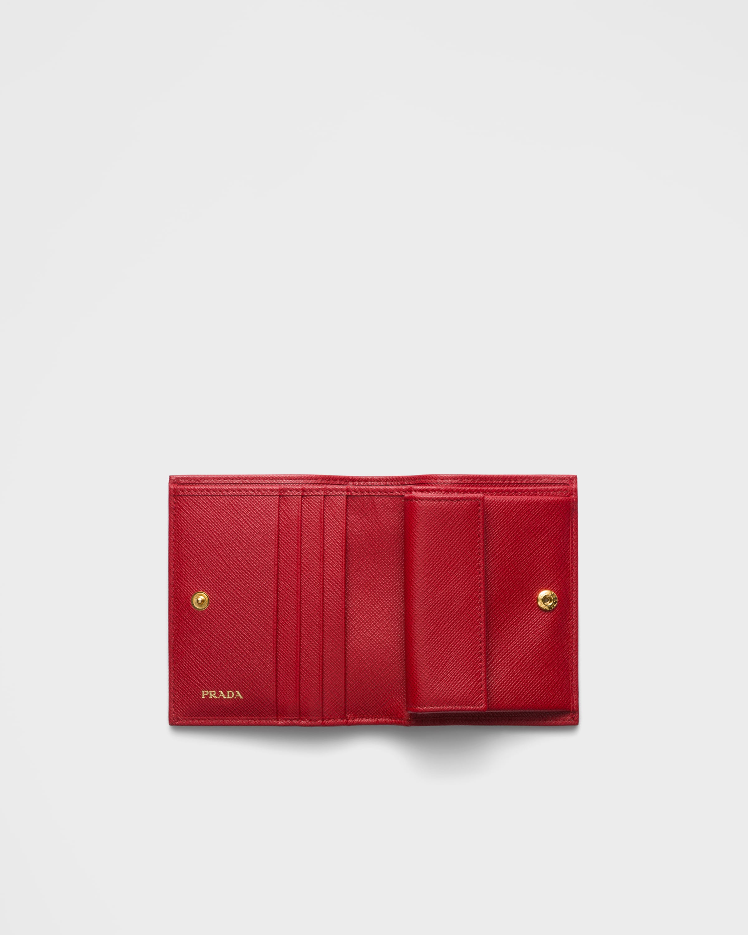 Маленький кожаный кошелек из сафьяновой кожи Prada, ярко-красный — фото 2