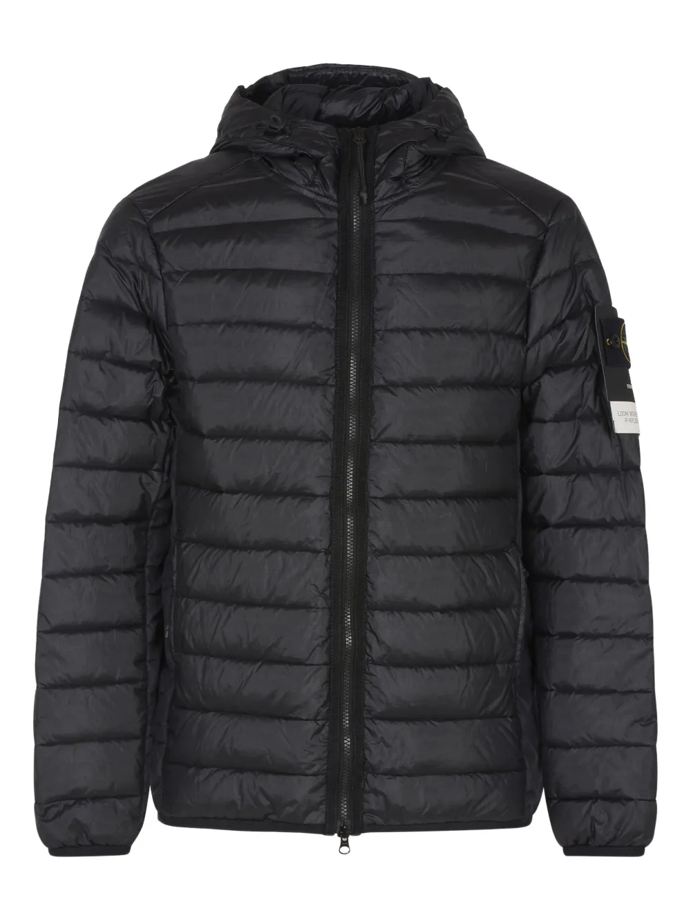 Стеганое пальто с капюшоном Stone Island, черный