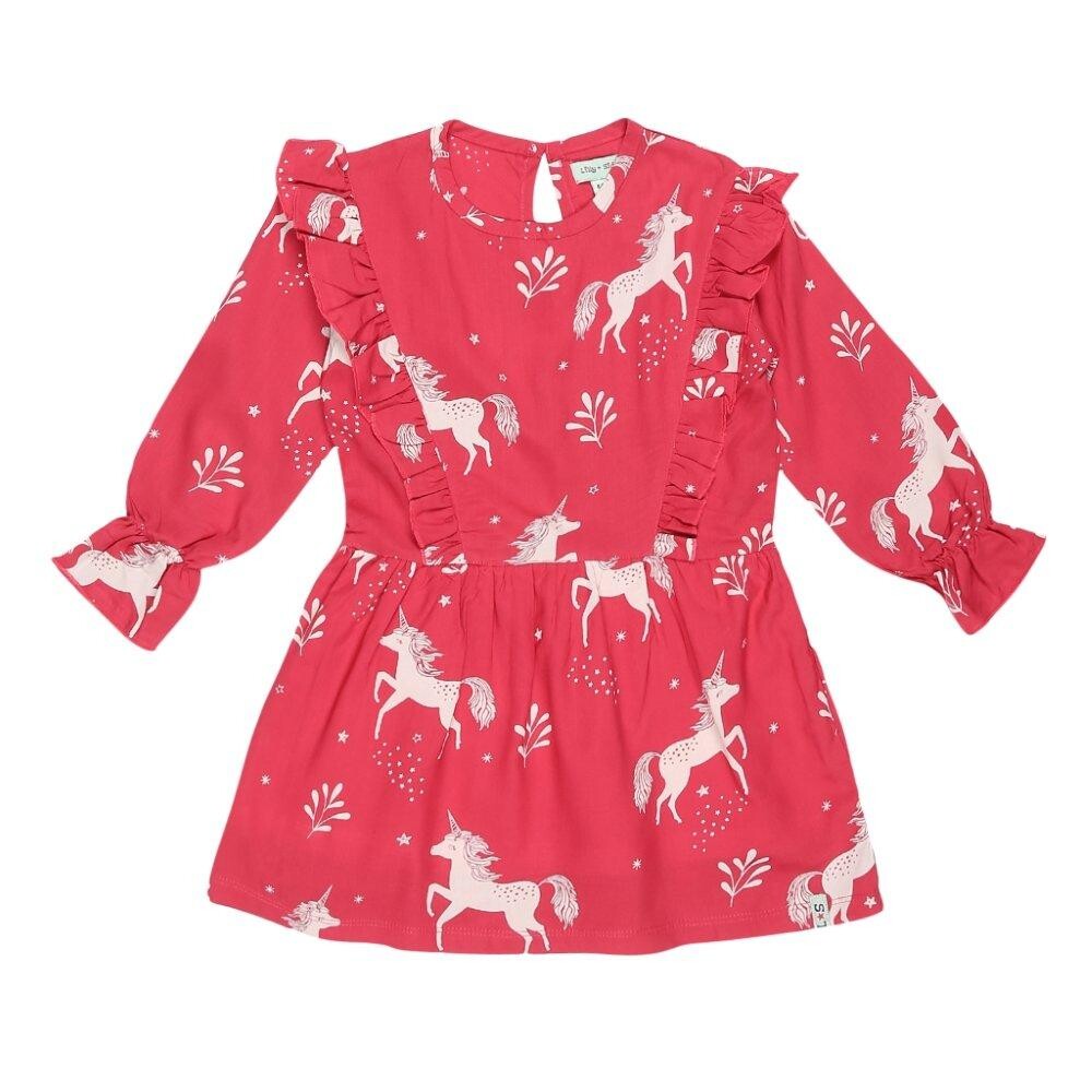 

Платье из вискозы с единорогом Lilly + Sid, розовый