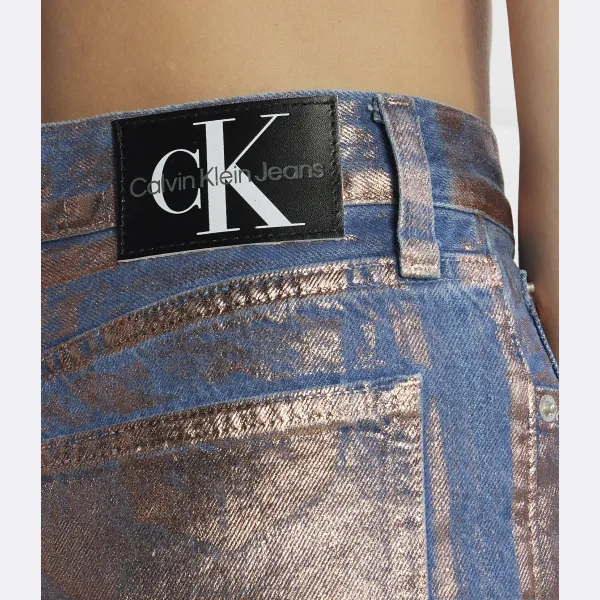 Джинсы прямого кроя с высокой посадкой высокая талия Calvin Klein, металлический — фото 3