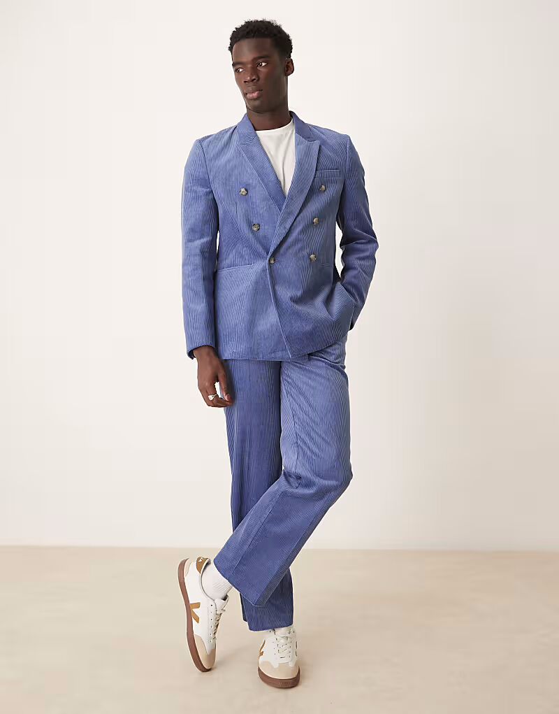 

Прямые вельветовые брюки ASOS DESIGN синего цвета