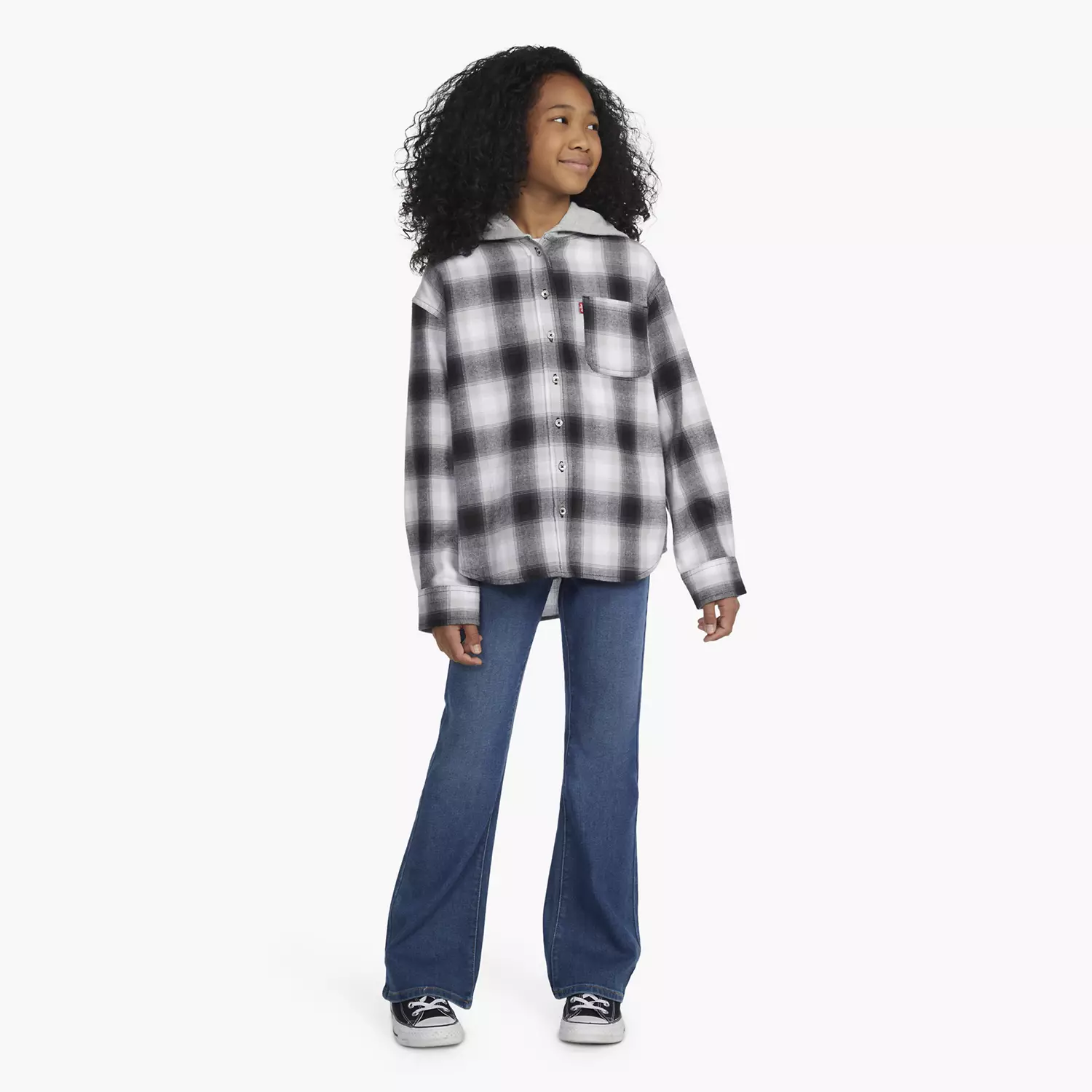 

Худи с капюшоном для больших девочек 7–16 лет Levi's, черный/белый