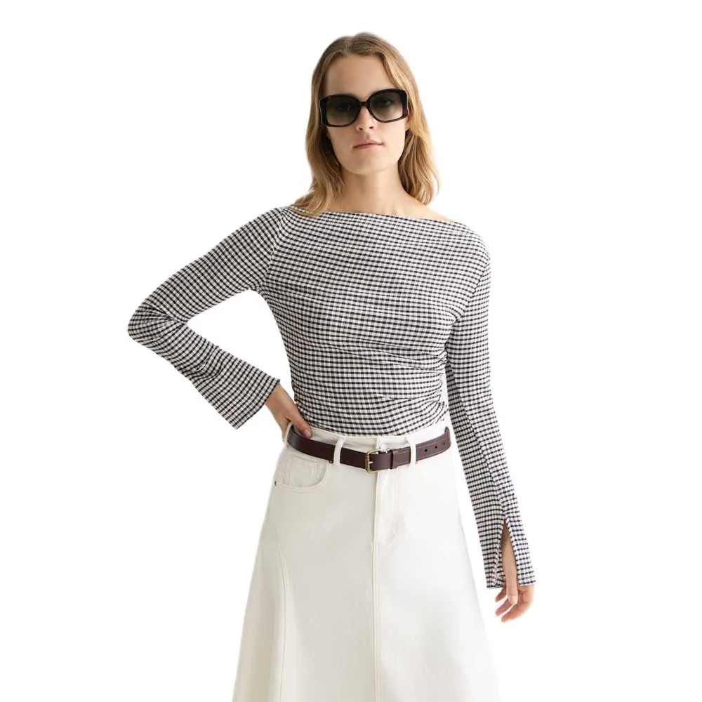 

Футболка с длинными рукавами Scotch & Soda Drapey Gingham, серый