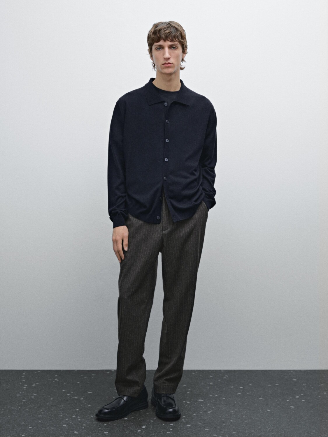 

Кардиган из смесовой шерсти с пуговицами Massimo Dutti, синий