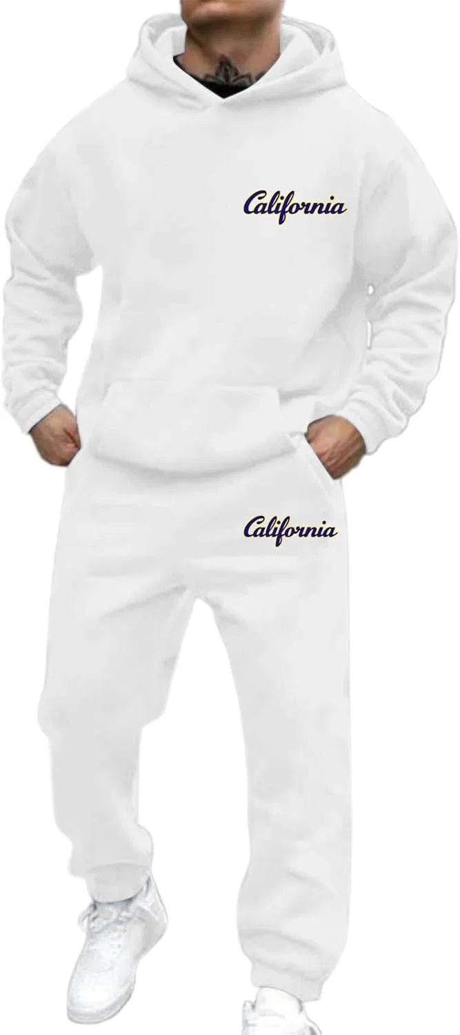 Мужской спортивный костюм из 2 предметов, Vintage California, белый A01