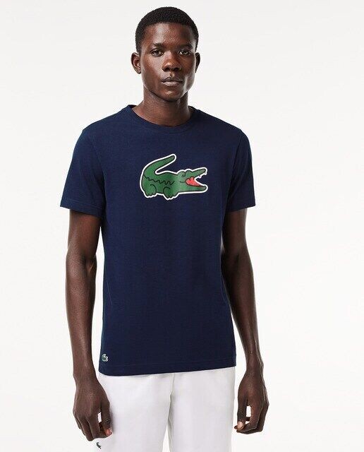 

Ультрасухая спортивная футболка с крокодиловым принтом Lacoste, темно-синий