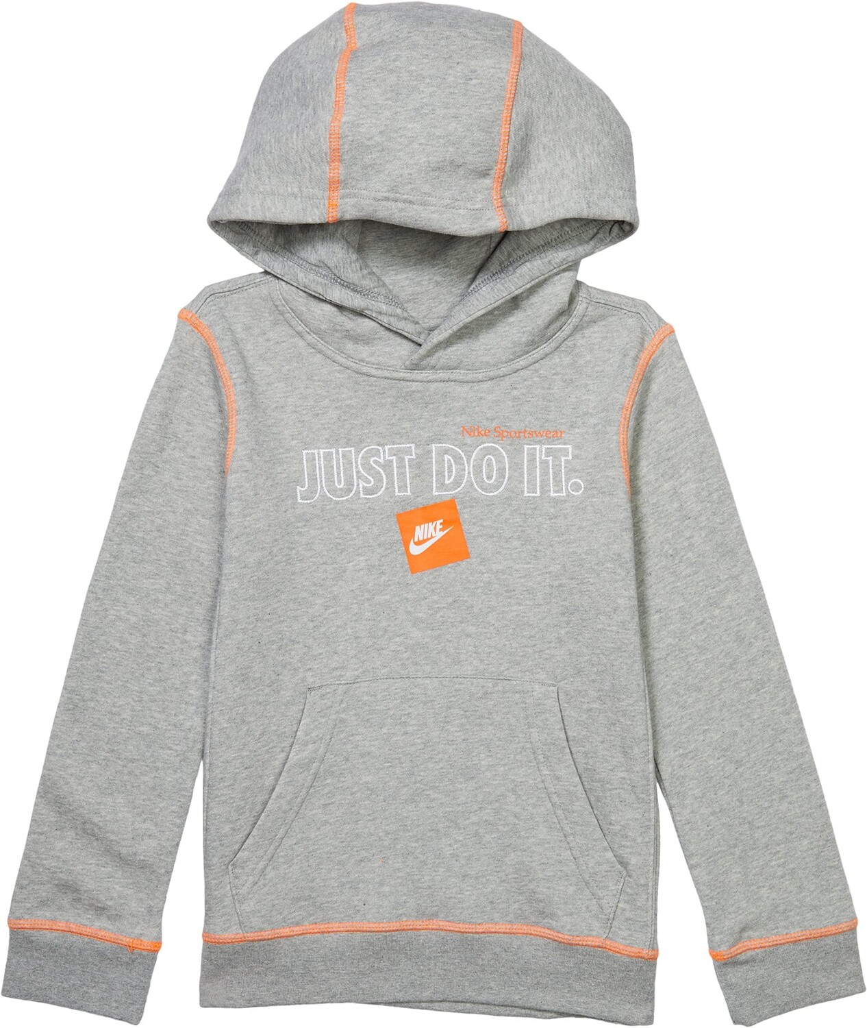

Худи Nike NSW Just Do It Pullover Hoodie, цвет Dark Grey Heather/Total Orange