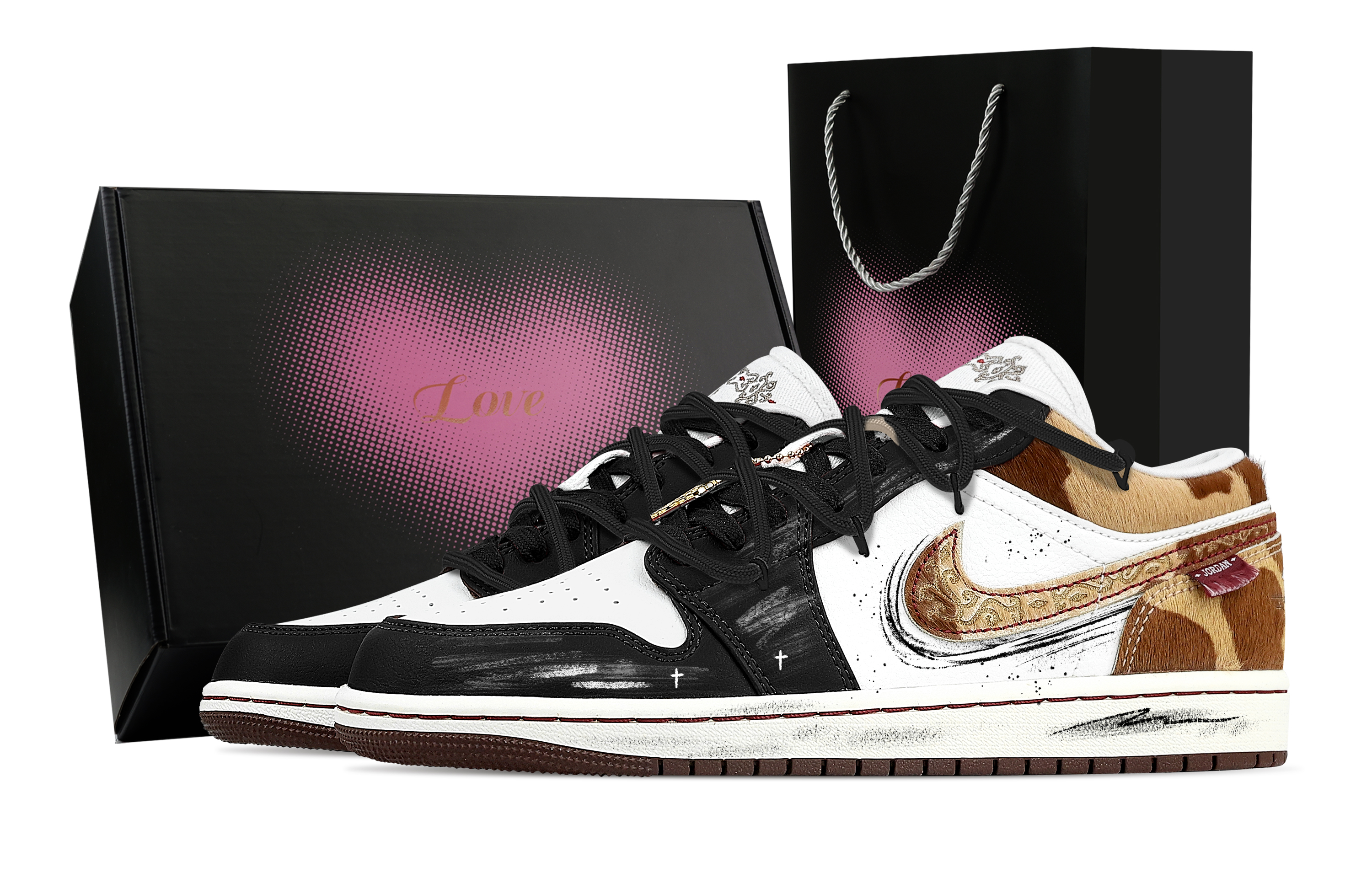 

Jordan Air 1 Star Moon Radiance, Heart Box, износостойкие низкие баскетбольные кроссовки в винтажном стиле, мужские, черно-белые