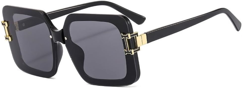 

Модные солнцезащитные очки класса люкс квадратной формы для женщин и мужчин, винтажные, современные, с увеличенной оправой, защита от ультрафиолета UV400 MUTYNE, Black Grey