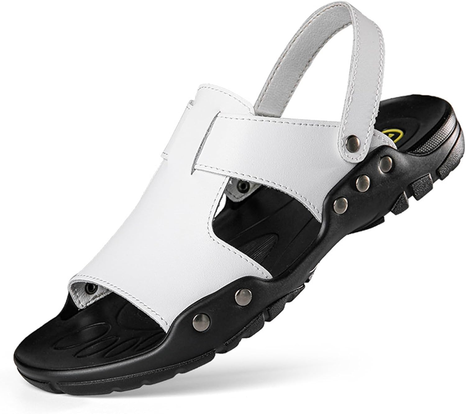 

Мужские мягкие кожаные сандалии с открытым носком Galonfulty, удобные тапочки с ремешком сзади, двусторонние тапочки, летние нескользящие пляжные сандалии, белый
