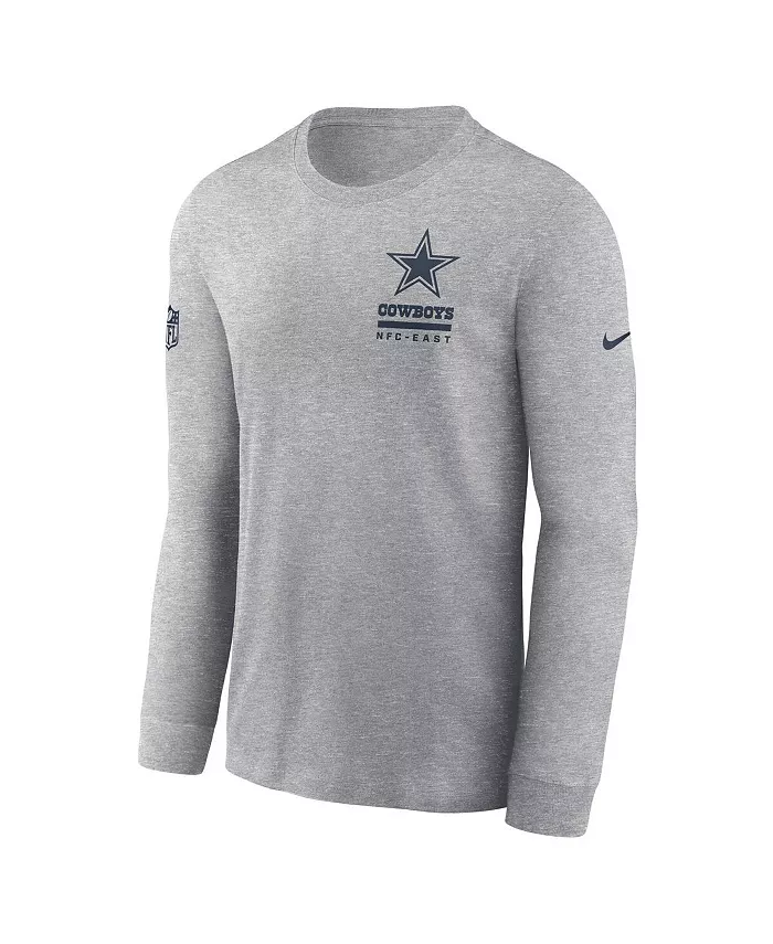 Мужская футболка с длинным рукавом Dallas Cowboys Sideline Performance цвета верескового серого Nike — фото 2