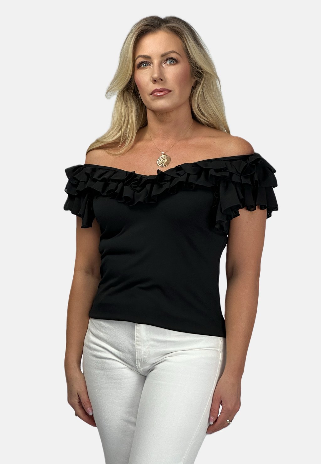 

Блуза FRILLED NECK REGINA FASHION, черный