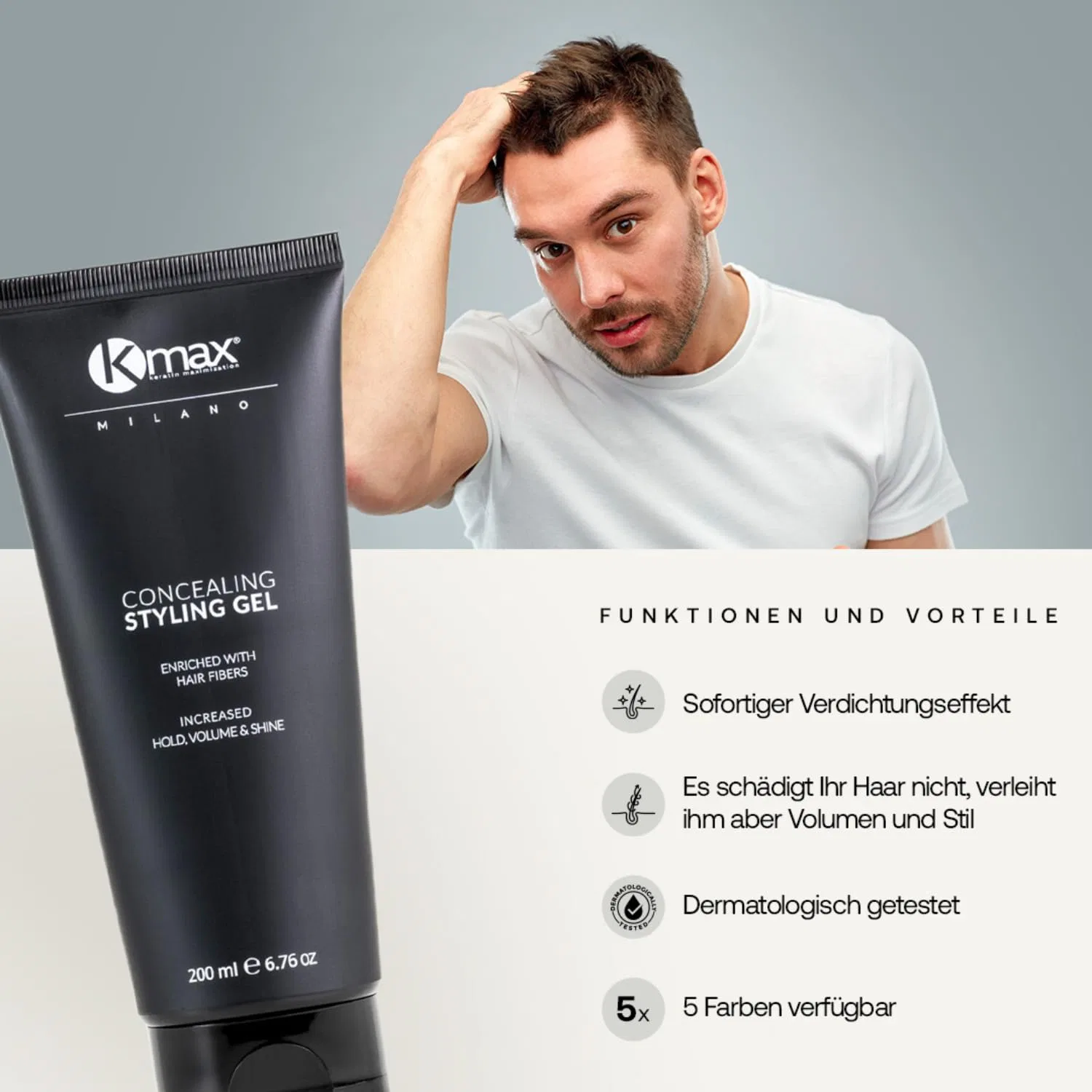 Гель для волос «Hair Gel with Keratin Hair» с кератином от Kmax Kmax, Mid-Brown — фото 3