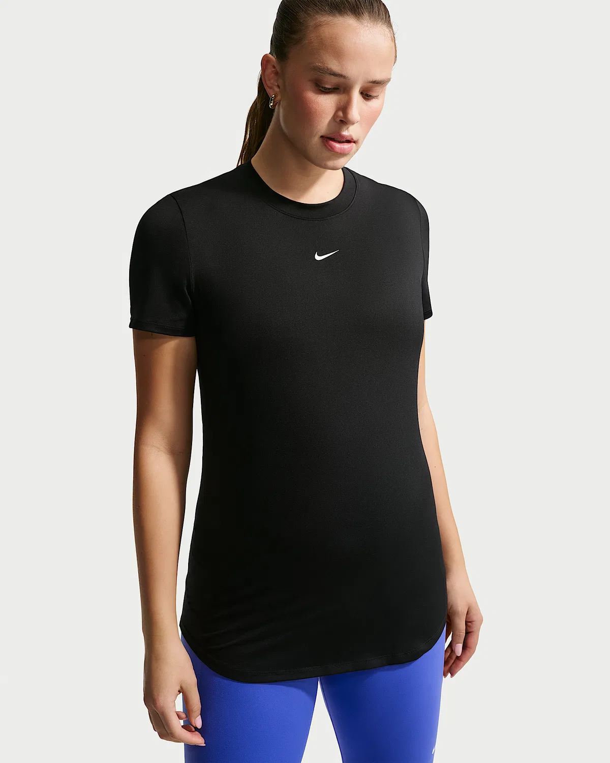 Женский топ Dri-FIT Slim-Fit с коротким рукавом (для беременных) Nike (M) One, Black/White