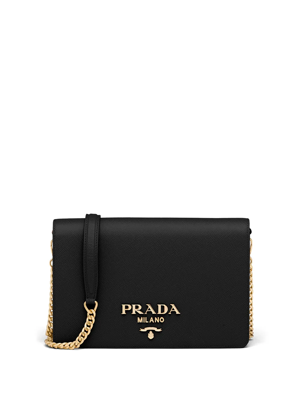

Сумка на плечо из сафьяновой кожи с логотипом Prada, черный