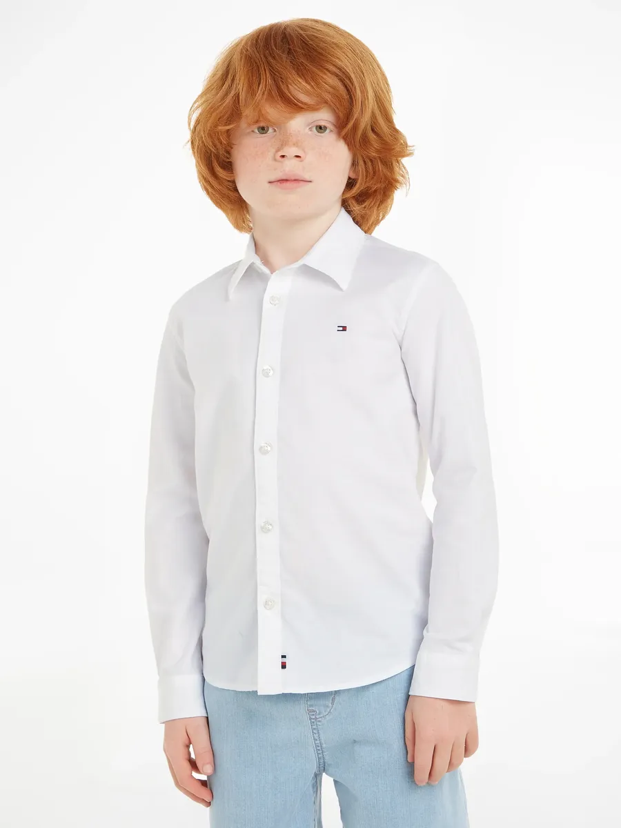 

Рубашка Tommy Hilfiger с длинными рукавами "FLAG OXFORD SHIRT L/S" и вышитым логотипом, белый