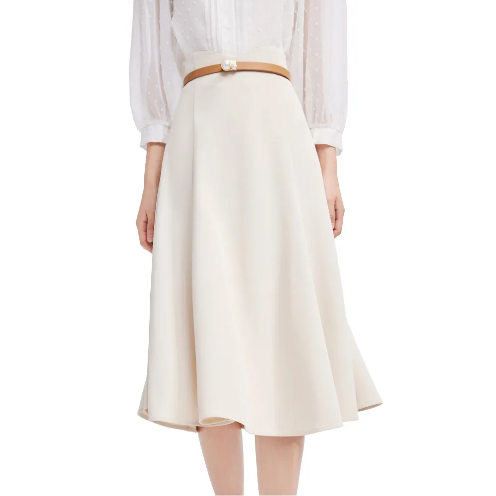 

Юбка Lily Temperament Solid Color midi skirt, бежевый