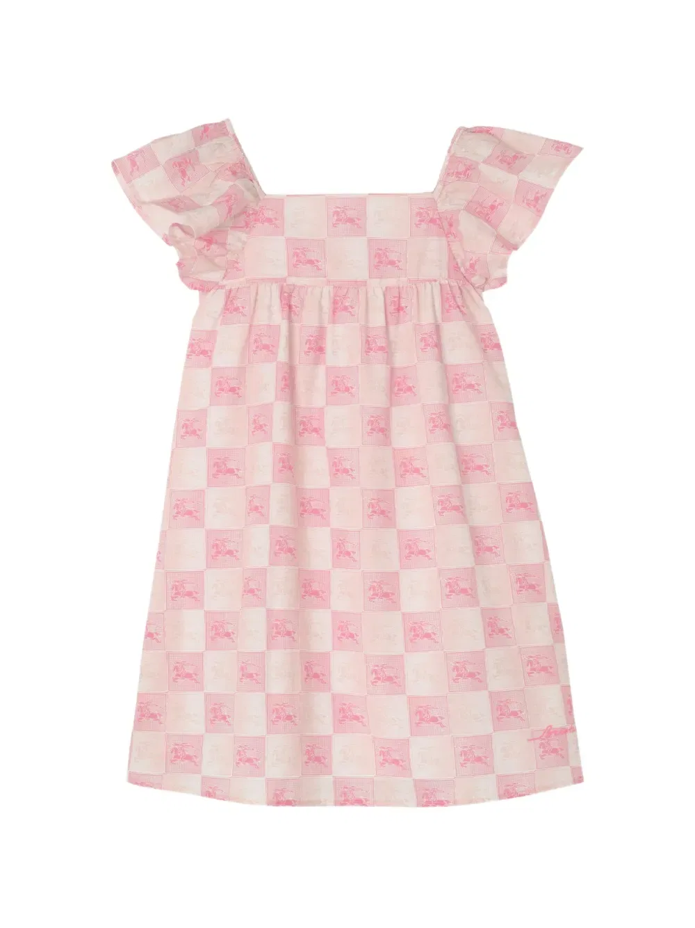 Хлопковое платье в клетку Ekd Burberry Kids, розовый — фото 2