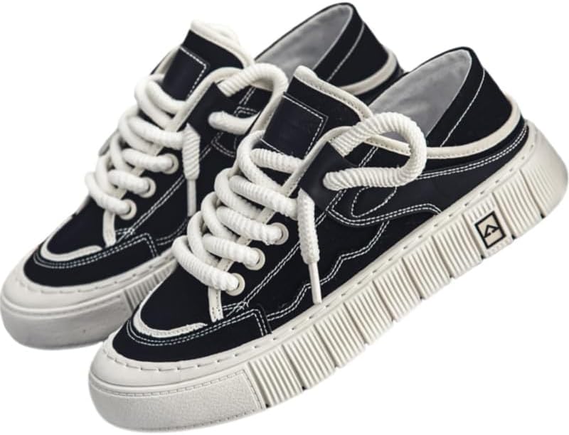 

Мужские повседневные и удобные спортивные туфли с толстой подошвой, износостойкие и противоскользящие скейт-кроссовки, подходят для ношения круглый год Clolinde, черный