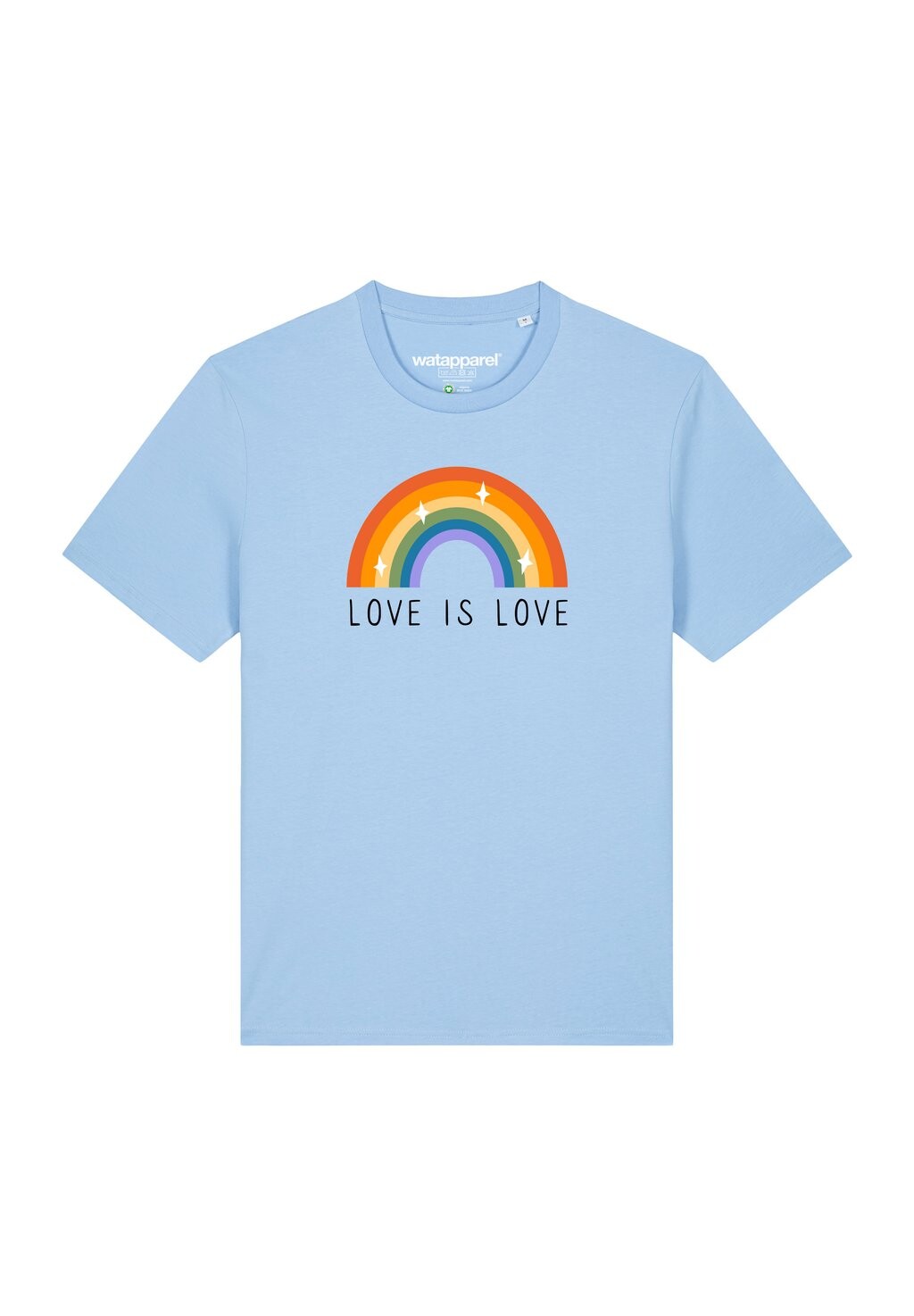 

Футболка с принтом LOVE IS LOVE watapparel, светло-голубой