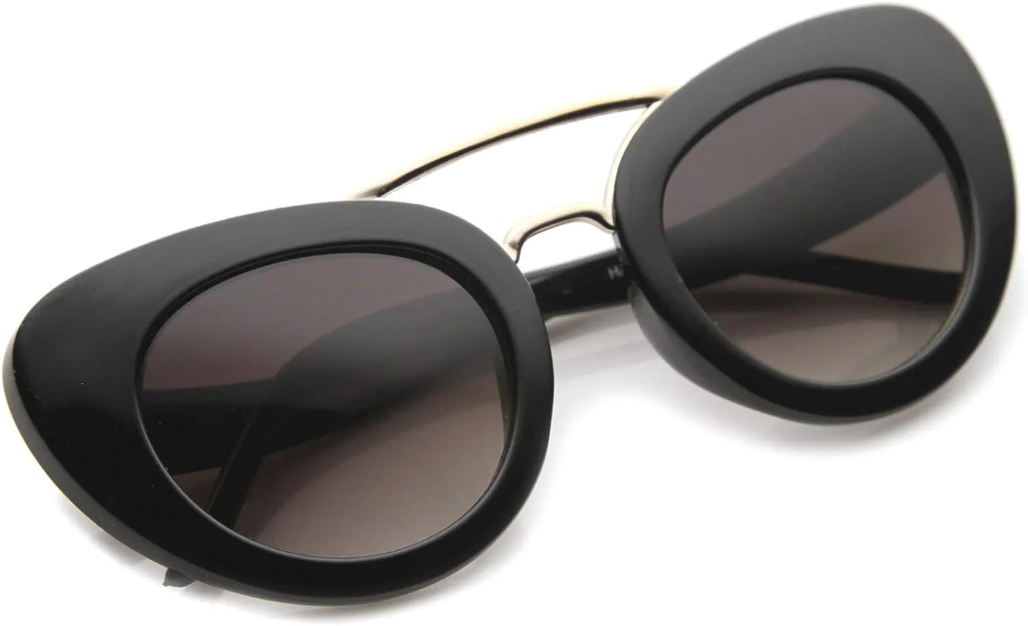 

Женские солнцезащитные очки zeroUV с металлическими перекрестными дужками и изогнутыми дужками в стиле «кошачий глаз», диаметр линз 49 мм, Black-gold / Lavender