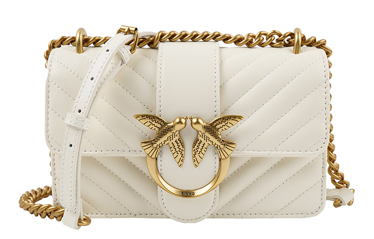 

Кроссбоди мини-сумка из стёганой овчины Swallow, женская белая PINKO