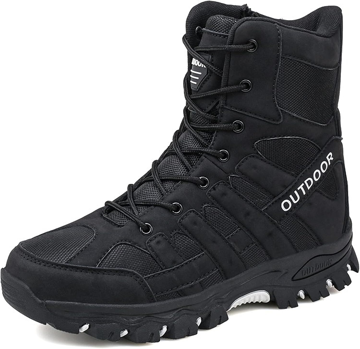 

Мужские походные ботинки hongrenamz, водонепроницаемые, высокие, для активного отдыха, шнуровка, противоскользящие, ботинки до щиколотки, для кемпинга и треккинга - черные
