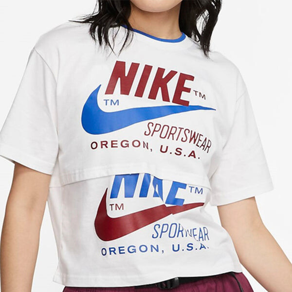 Футболка спортивная одежда значок столкновение логотип печать Nike, белый — фото 3