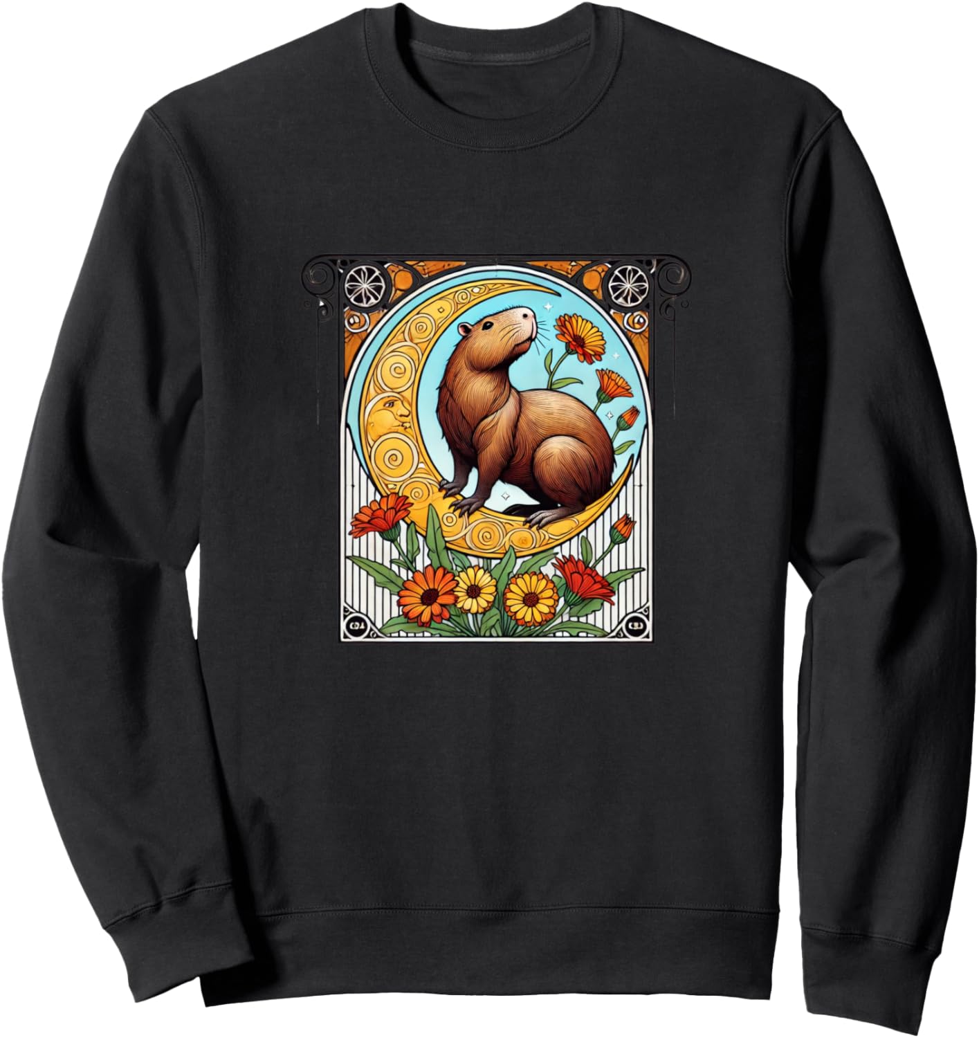 

Капибара Иллюстрация Модерн Толстовка Vintage Capybara Lovers Snugg, черный
