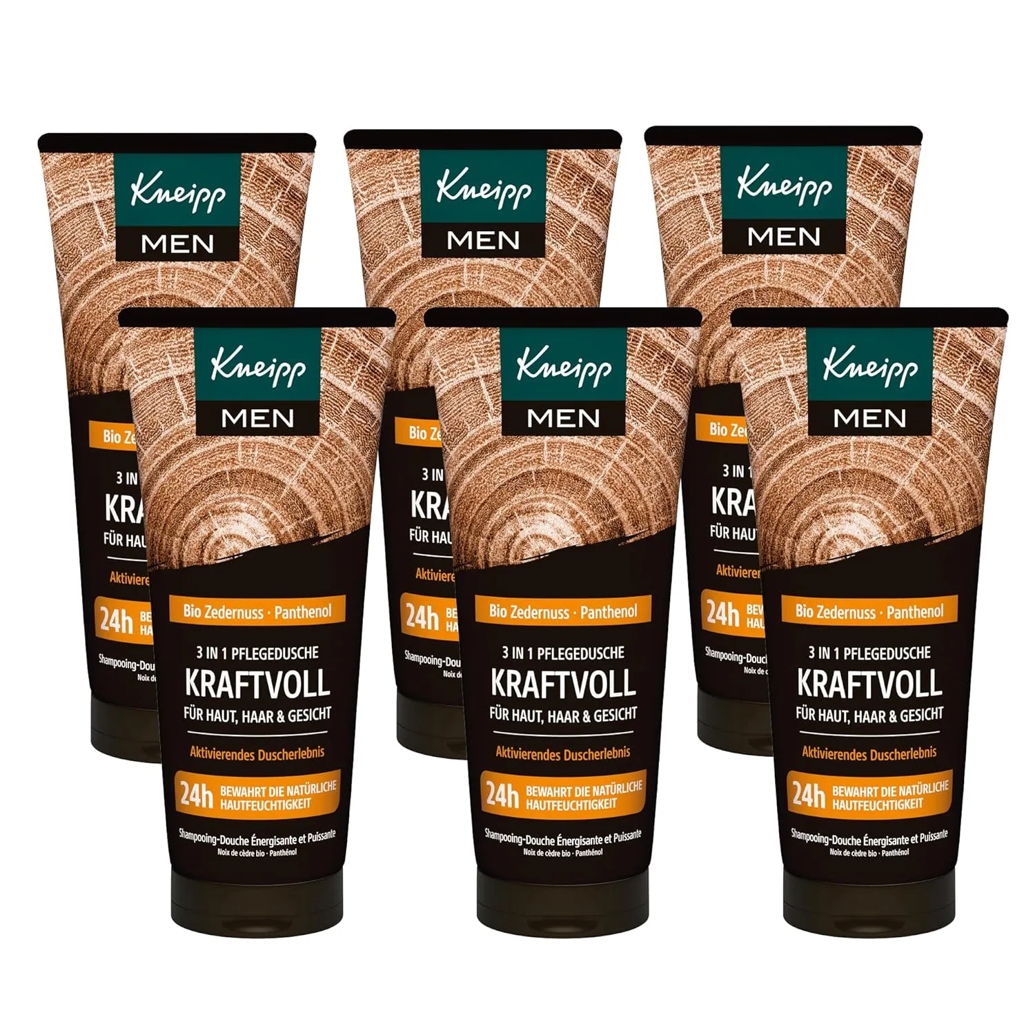 Мужской гель для душа Kneipp MEN 3-в-1 Powerful с органическим кедровым орехом и пантенолом, 6 x 200 мл Kneipp