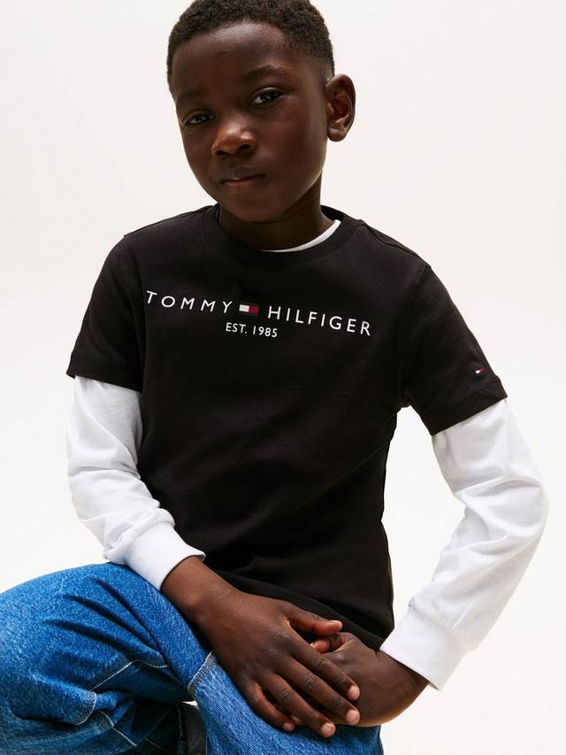 Детская футболка Essential с логотипом из органического хлопка Tommy Hilfiger, Black — фото 4