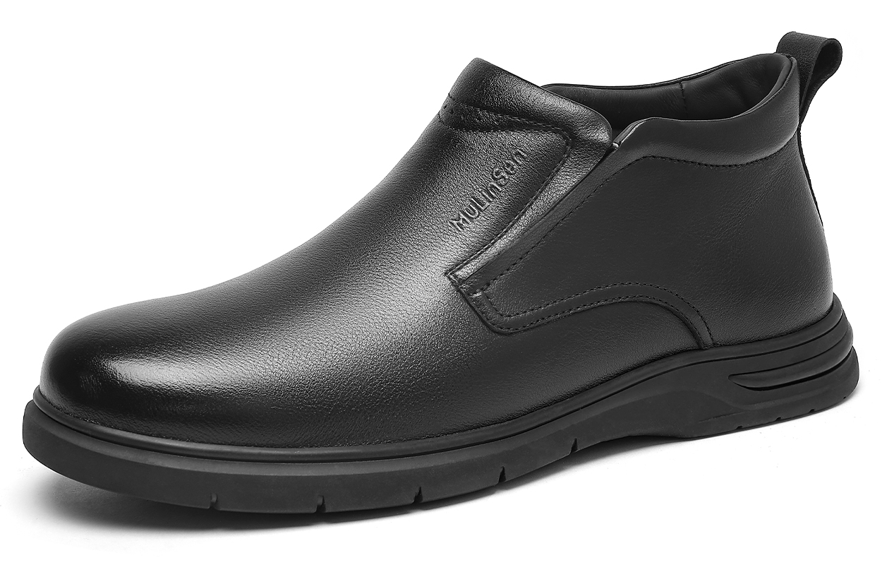 

Ботинки мужские, хлопковые, высота около 2,5 см, черные Mulinsen, Black (Fleece-Lined)