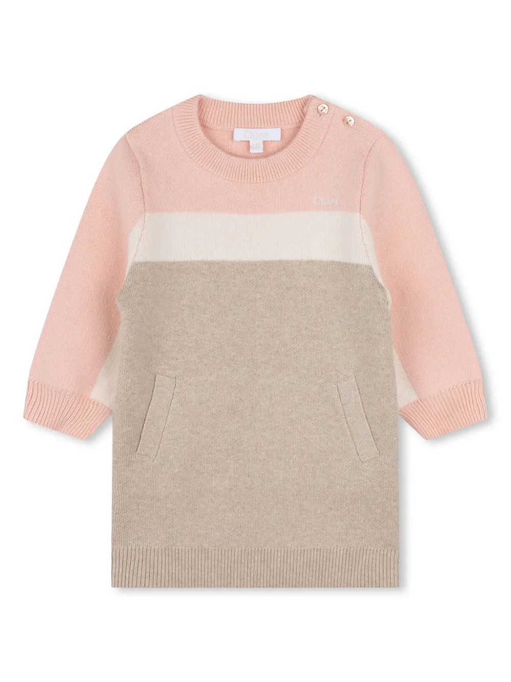 

Трикотажное платье с длинными рукавами Chloé Kids, розовый