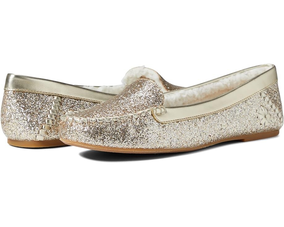 

Лоферы Jack Rogers Millie Glitter Moccasin Sherpa Lined, цвет Champagne Glitter/Platinum