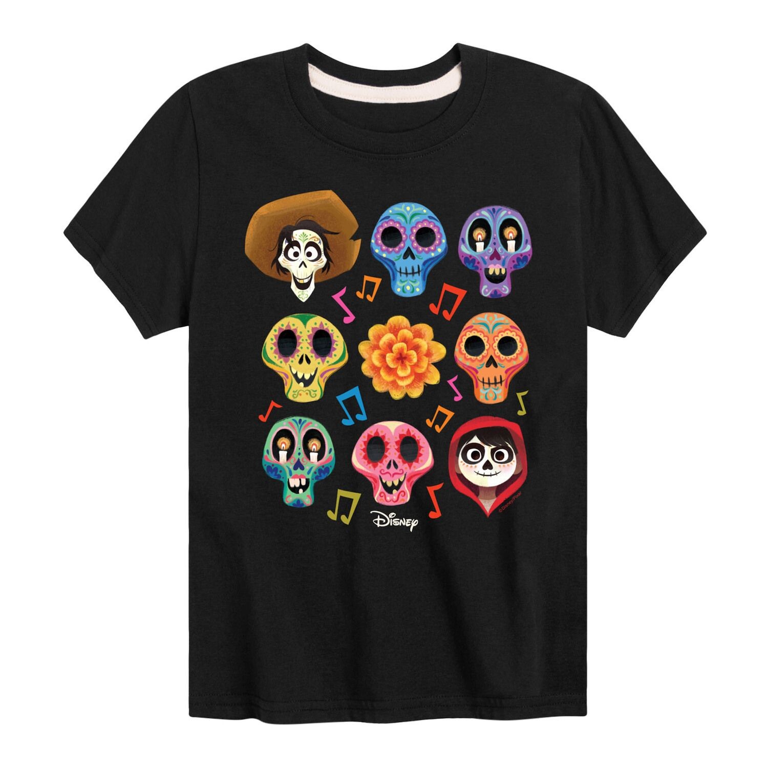 

Футболка с рисунком в виде сетки для мальчиков 8–20 персонажей Disney/Pixar's Coco Licensed Character, черный