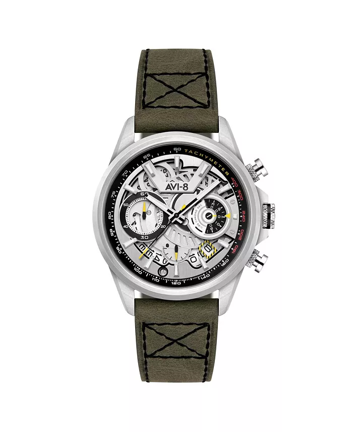 

Мужские часы Hawker Harrier Matador Chronograph с зеленым кожаным ремешком, 44 мм AVI-8