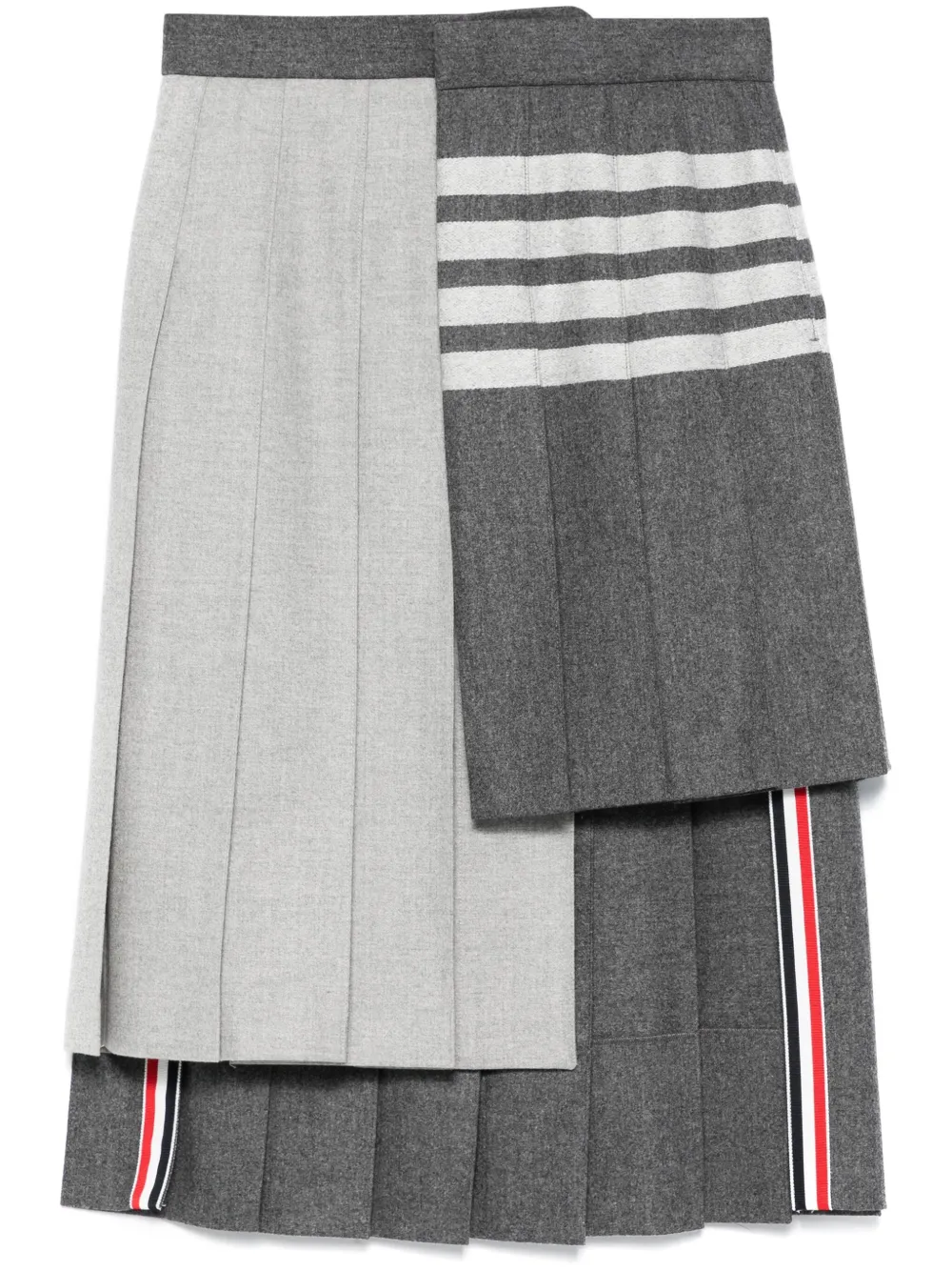 

Плиссированная юбка миди с полосками 4-Bar THOM BROWNE, серый