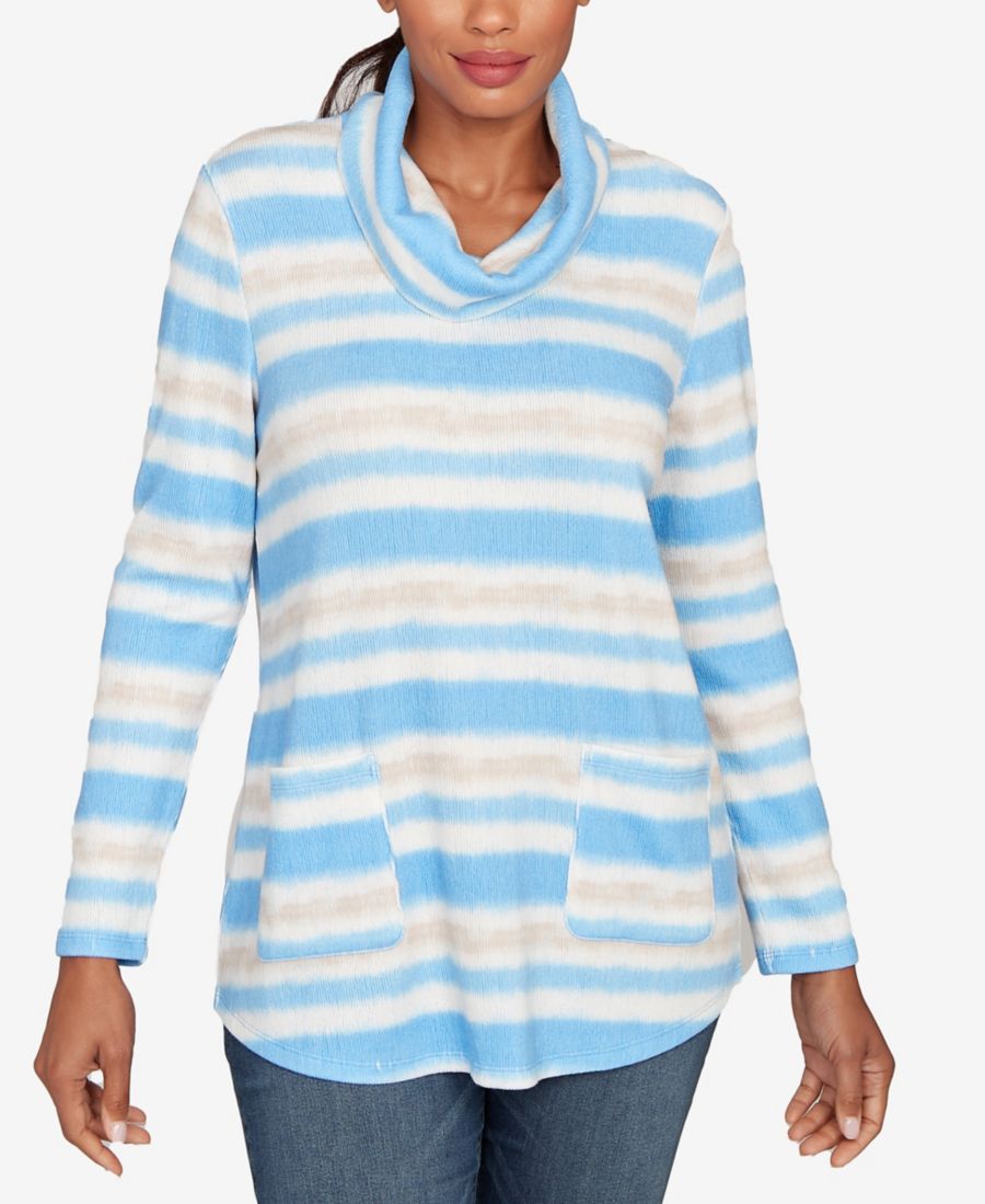 

Вязаный топ с ребристым полосатым узором и накладными карманами, небольшой Ruby Rd, Bluebell Multi