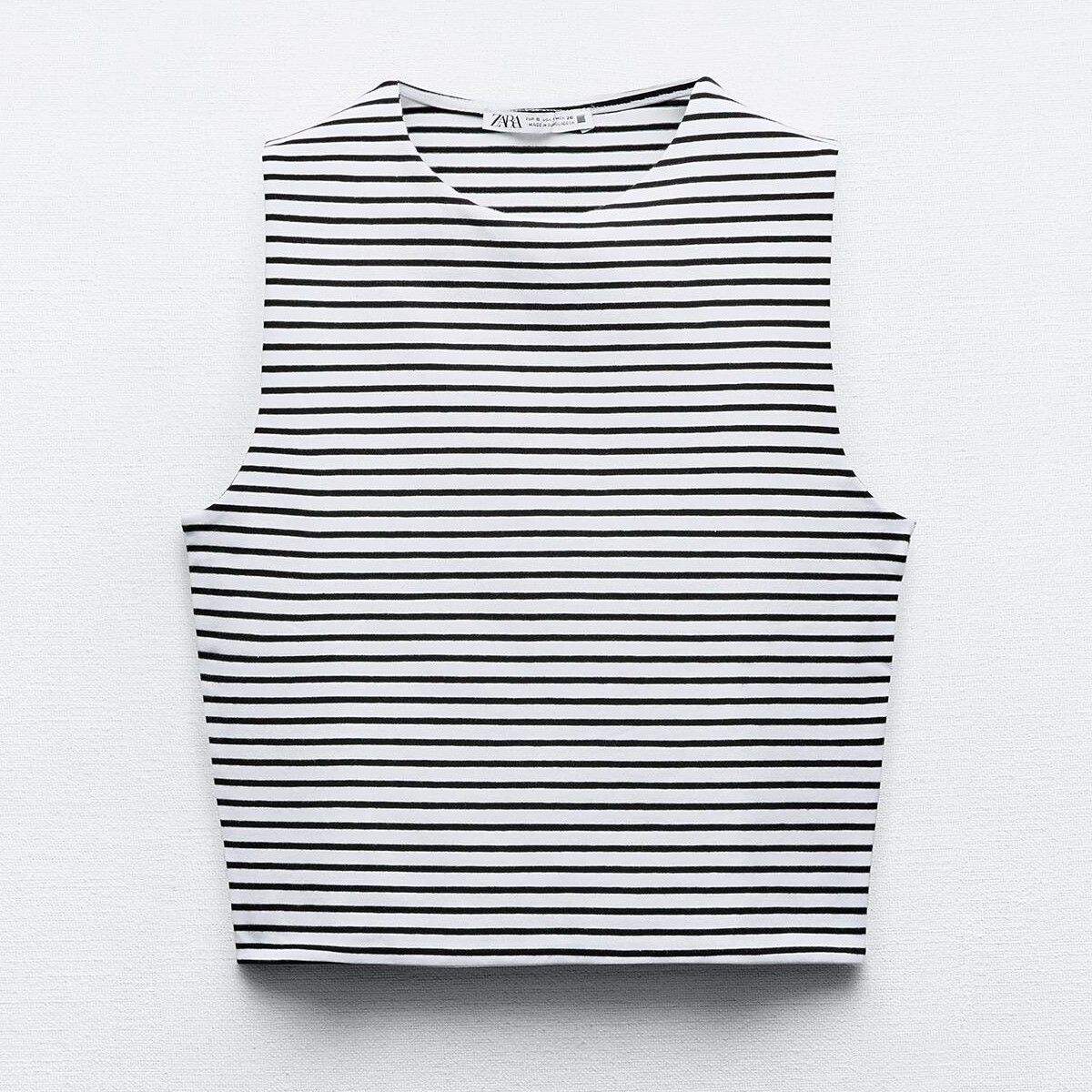

Топ Zara Sleeveless, черно-белый