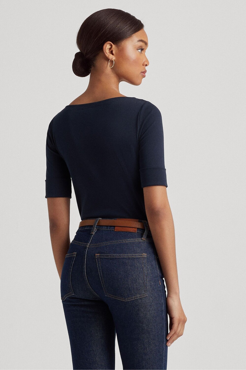 Темно-синяя футболка Judy из эластичного хлопка Lauren Ralph Lauren, синий — фото 2