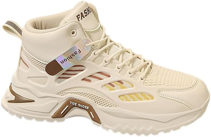 

Мужские дышащие кроссовки на высокой подошве с сеткой - повседневная спортивная обувь с толстой подошвой Spkfhd, бежевый