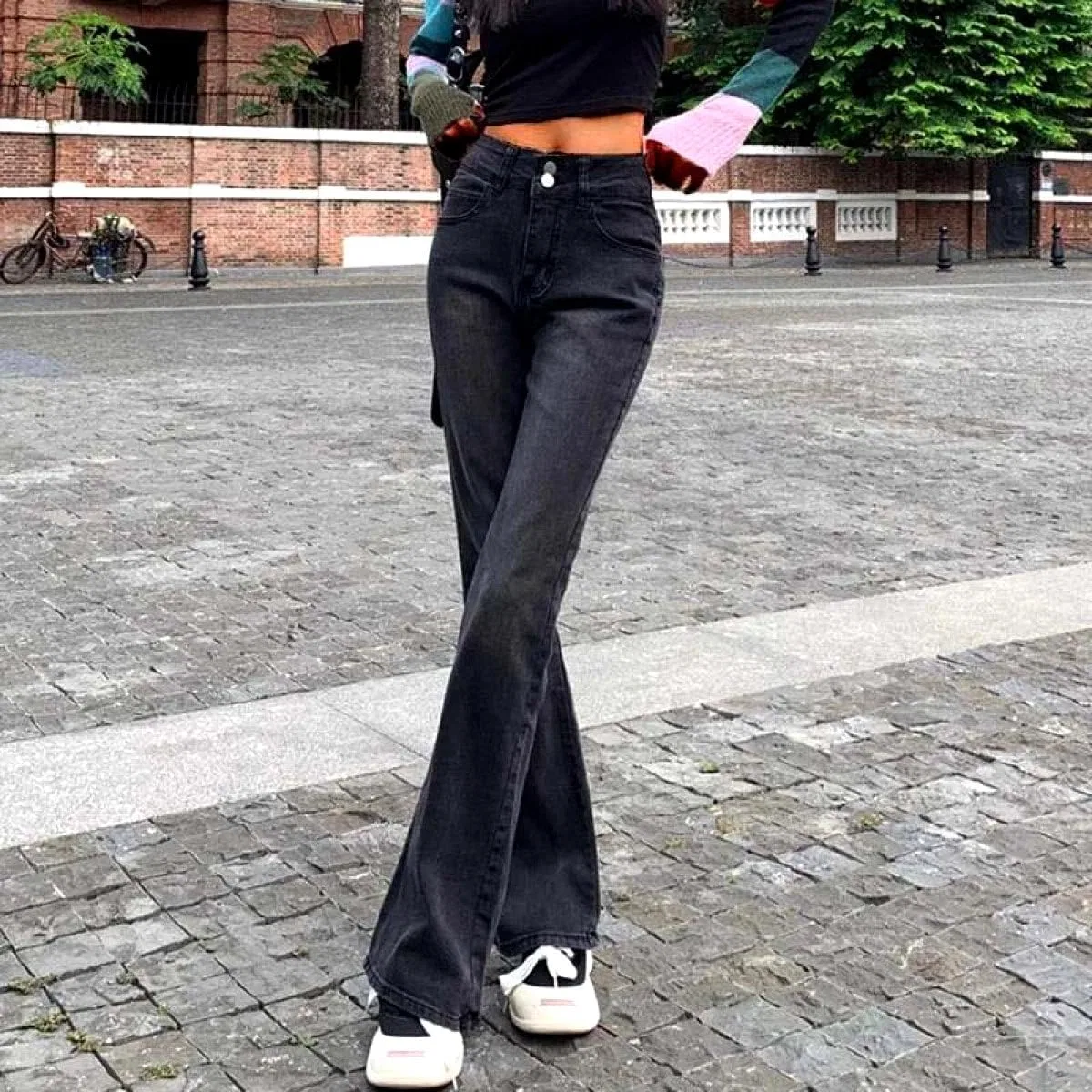 Джинсы клеш, классические, Women's Vintage, серый — фото 4