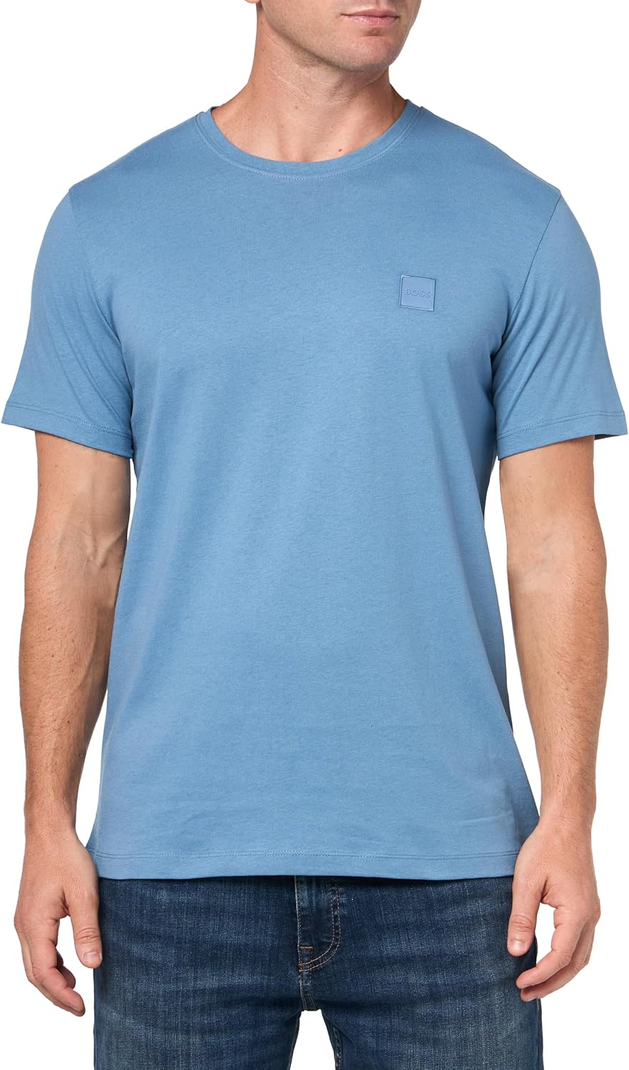 

Мужская футболка BOSS с тональной тканой нашивкой-логотипом, Niagara Mist